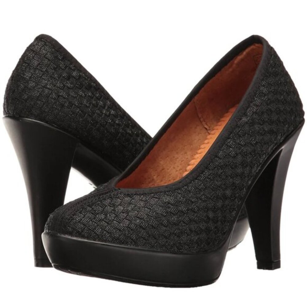 bernie mev. Black Legend Woven Women's Platform Heels
